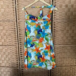 Tommy Bahama Tropical Hawaiian Map Print Dress‎ Halter Neck Mini XS